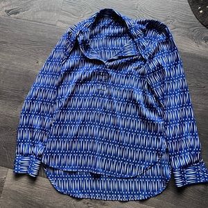 Ann Taylor Blue Ikat Top SP small petite